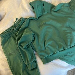 Green Pangaia hoodie jogger set
